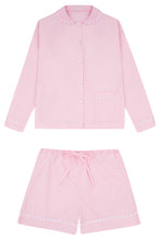 Load image into Gallery viewer, 100% Cotton Poplin Pink Pyjama Shorts with White Ric Rac Detailing
