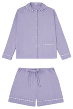 Load image into Gallery viewer, 100% Cotton Poplin Blue Pyjama Shirt with White Ric Rac detailing