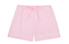 Load image into Gallery viewer, 100% Cotton Poplin Pink Pyjama Shorts with White Ric Rac Detailing