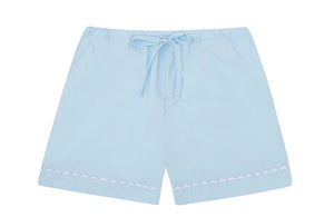 100% Cotton Poplin Pink Pyjama Shorts with White Ric Rac Detailing