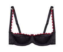 Load image into Gallery viewer, Black Stretch-Silk Bra with Red Ric Rac
