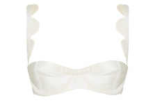 Load image into Gallery viewer, White Scallop Grosgrain Balconette Bra