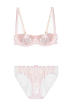 Load image into Gallery viewer, Pink Stripe Stretch-Silk Balconette Bra Lingerie Set