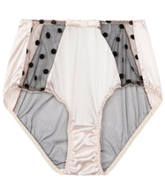 Load image into Gallery viewer, Pink Stretch-Silk and Black Polka Dot Tulle Balconette Bra with High Waist Briefs Lingerie Set