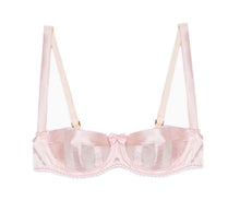 Load image into Gallery viewer, Pink Stripe Stretch Silk Balconette Bra
