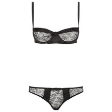 Load image into Gallery viewer, Chantilly Lace Pleated Stretch-Silk Balconette Bra Lingerie Set