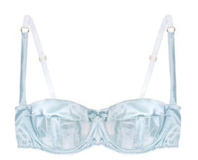 Load image into Gallery viewer, Mint Stripe Stretch-Silk Balconette Bra Lingerie Set