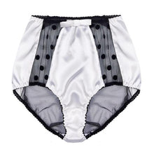 Load image into Gallery viewer, High-Waist White Stretch-Silk Polka Dot Tulle Briefs