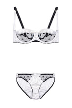 Load image into Gallery viewer, White Stretch-Silk with Black Polka Dot Tulle Briefs
