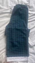 Load image into Gallery viewer, 100% Brushed Cotton Navy Tartan Pyjamas with White Collar and Cuffs Ric Rac Trim