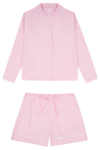 Load image into Gallery viewer, 100% Cotton Poplin Pink Pyjama Shirt with White Ric Rac detailing