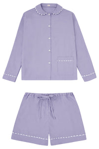 100% Cotton Poplin Pink Pyjama Shirt with White Ric Rac detailing