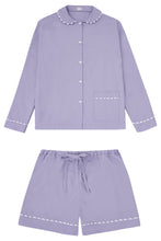 Load image into Gallery viewer, 100% Cotton Poplin Lilac Pyjama Shirt with White Ric Rac detailing