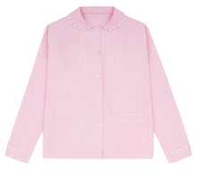 Load image into Gallery viewer, 100% Cotton Poplin Pink Pyjama Shirt with White Ric Rac detailing