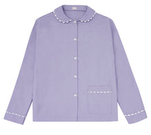 Load image into Gallery viewer, 100% Cotton Poplin Lilac Pyjama Shirt with White Ric Rac detailing