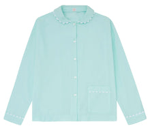 Load image into Gallery viewer, 100% Cotton Poplin Mint Pyjama Shirt with White Ric Rac detailing