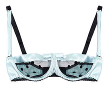 Load image into Gallery viewer, Mint Stretch-Silk and Black Polka Dot Tulle Bra