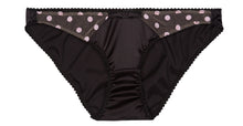 Load image into Gallery viewer, Black Stretch-Silk with Pink Polka Dot Tulle Briefs