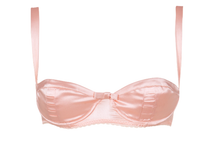 Load image into Gallery viewer, Pink Silk Satin Pleated Balconette Bra