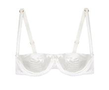 Load image into Gallery viewer, White Silk Satin Pleated Balconette Bra