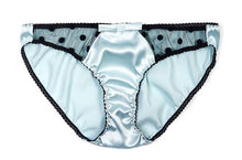 Load image into Gallery viewer, Mint Stretch-Silk with Black Polka Dot Tulle Briefs