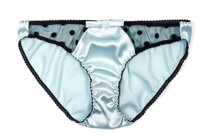 Mint Stretch-Silk with Black Polka Dot Tulle Briefs