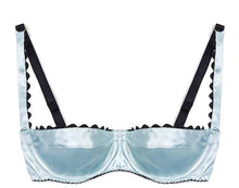 Load image into Gallery viewer, Mint Stretch-Silk Balconette Bra with Black Ric Rac