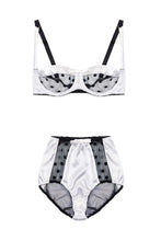 Load image into Gallery viewer, High-Waist White Stretch-Silk Polka Dot Tulle Briefs